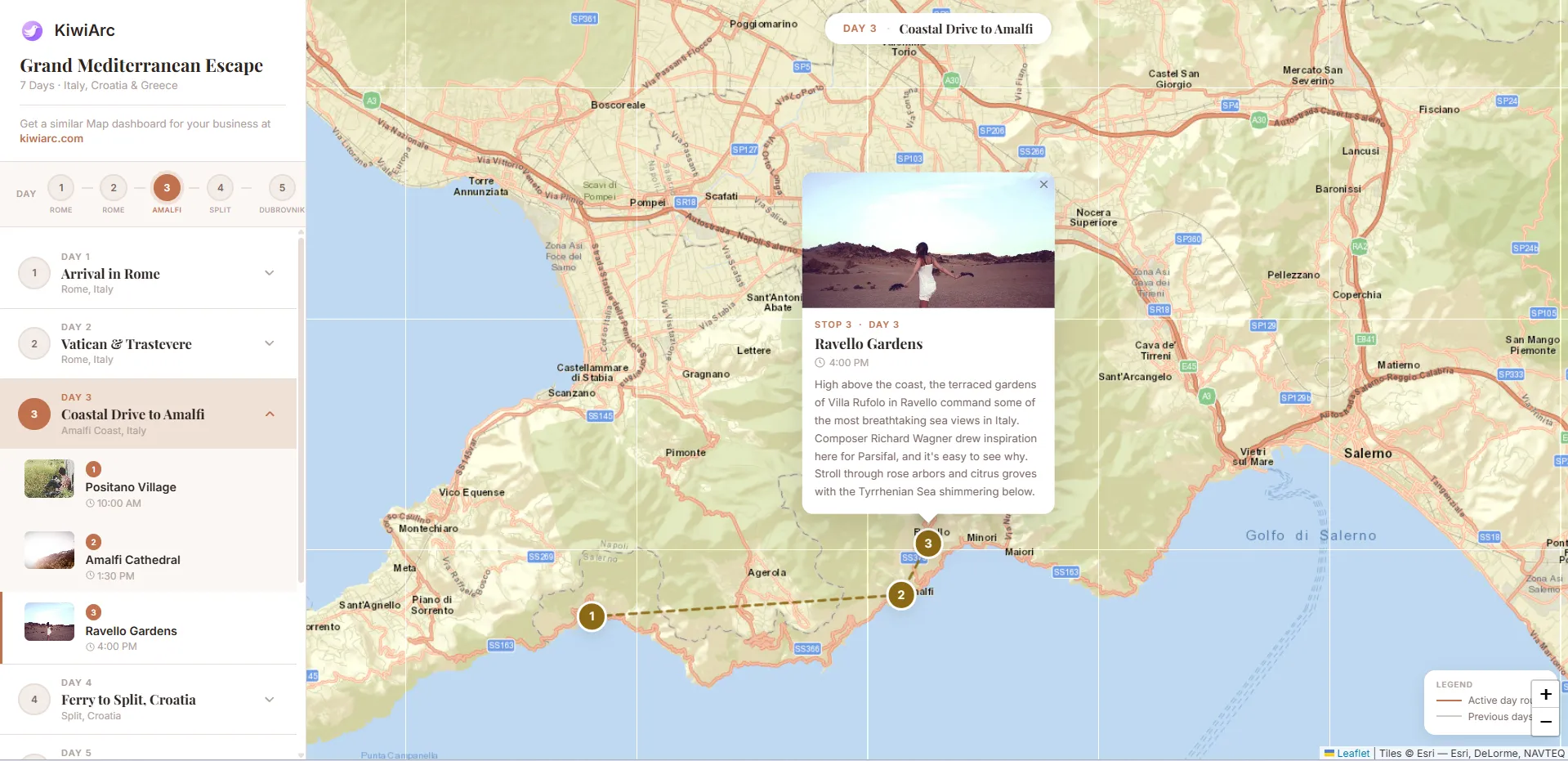 Interactive Travel Itinerary Map